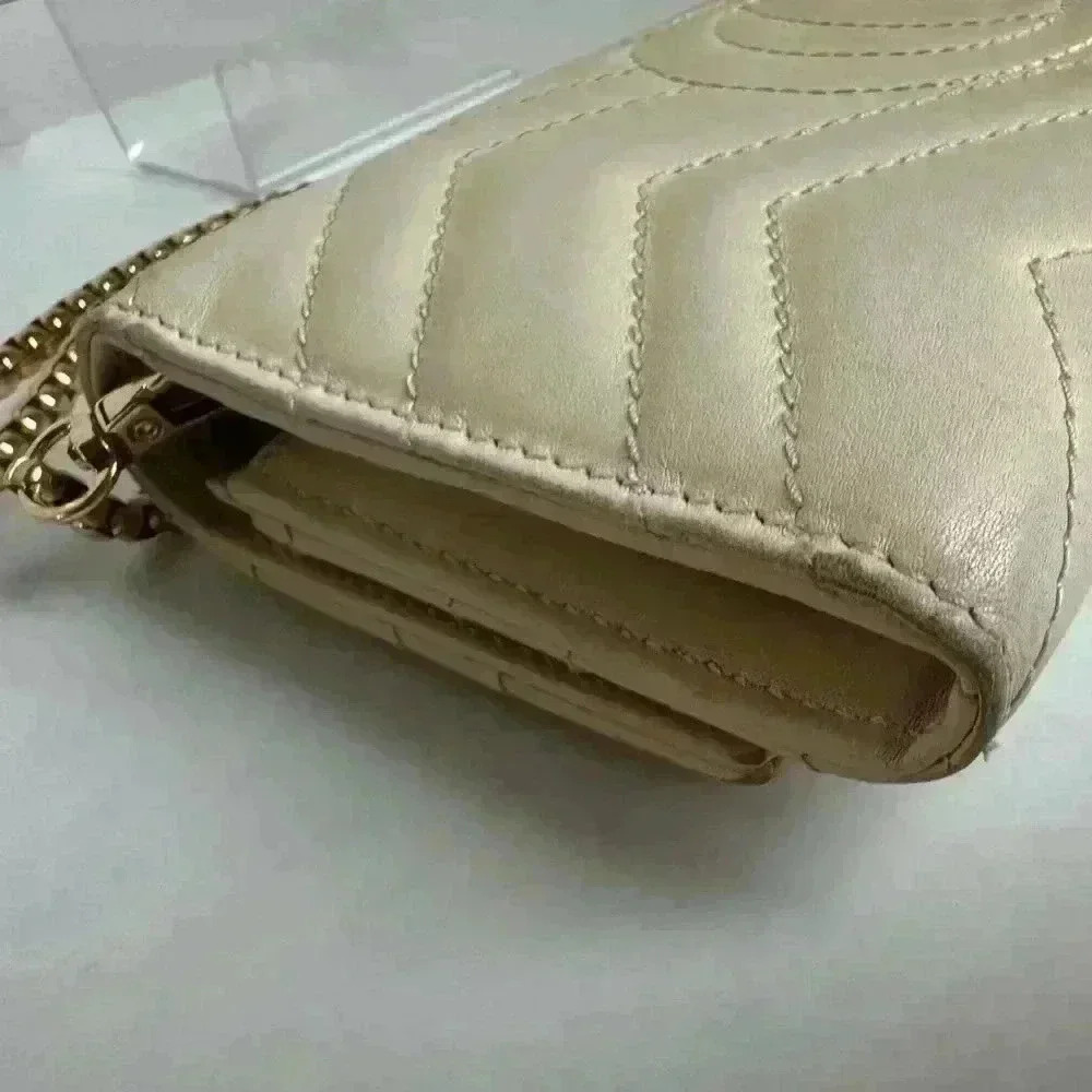 Authentic GUCCI MARMOT WALLET-CROSSBODY MINI BAG IVORY - Picture 11 of 16